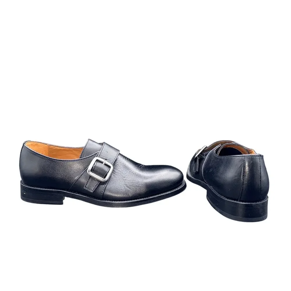 John Tweed Tailored Monk Strap Shoes EU 40 US 7 Black Leather Dress Shoes